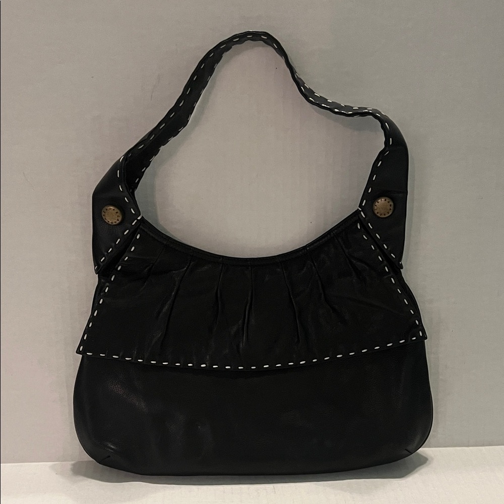 BCBGMaxAzria Black Shoulder Bag with White Stitching